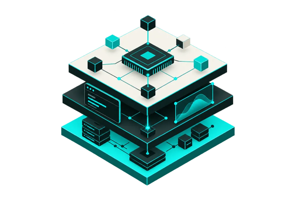 Layered technology platform and connected systems illustration